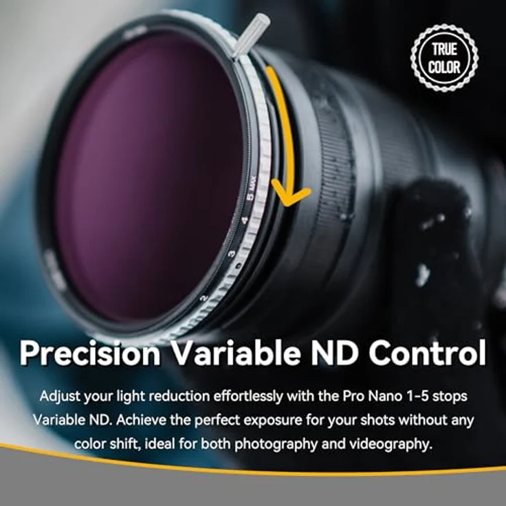 NiSi 86mm True Color Variabler ND Filter 1-5 Blenden (ND2-ND32), Neutral Graufilter mit Multi-Nano-Beschichtung und anti-reflektiven Eigenschaften – Bild 3