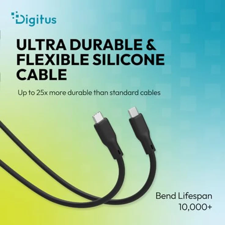 DIGITUS USB-C Kabel USB4 Version 2.0, 1.5 m Typ-C zu Typ-C, 16K Videoauflösung, 80 Gbit/s, PD 3.1 240W, flexibler Silikonmantel mit Knickschutz, Soft-Touch, Schwarz – Bild 3