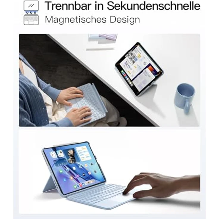 Inateck Hülle mit Tastatur, Ultraleichte Tastatur für iPad 10 Generation, iPad Air 6 11 Zoll 2024, iPad Air 5/4 10.9 Zoll, iPad Pro 11 4/3/2/1 Gen, Abnehmbar, mit Touchpad, QWERTZ, KB04122 – Bild 5