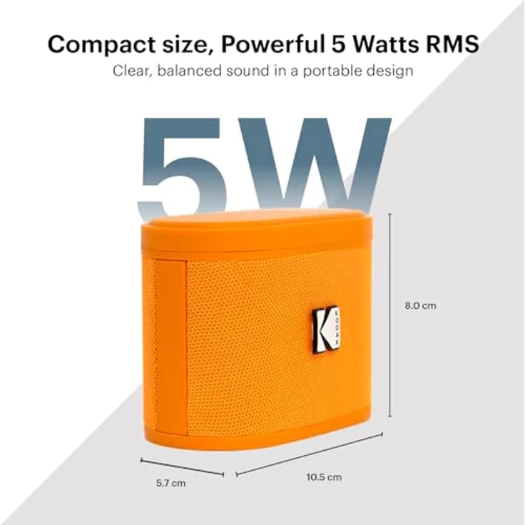 Kodak SOUNDBRIX tragbare kabellose Lautsprecher, 2er-Pack mit 5 W Sound, magnetischer Dockingstation, 3 Stunden Akkulaufzeit, orange – Bild 4