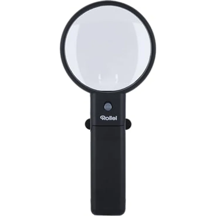 ROLLEI Handlupe mit LED-Licht und Standfuß, 2-fach und 4.5-fach Vergrößerung, Transparent/Schwarz – Bild 2