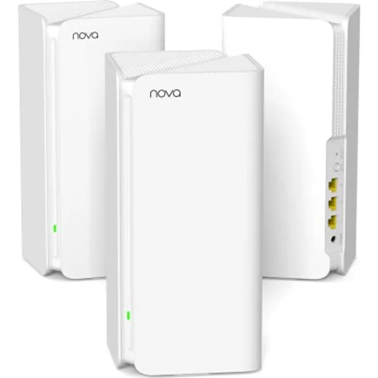 Tenda Nova MX15-Pro Mesh WLAN WiFi 6 System-AX5400 Dualband WLAN Mesh WiFi 6 System, Reichweite bis zu 680m² & 200 Geräte, 9*Gigabit Port–Ersetzt Router & Repeater–Kompatibel Mit Alexa, 3er-Pack
