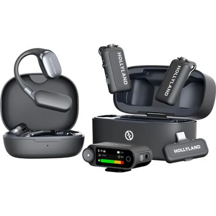 Hollyland Lark Max 2 Ultimate Combo, 32-Bit-Full-Chain-Mikrofonsystem mit AI Noise Cancellation, zwei Sendern und USB-C Empfänger, 340 Meter Reichweite, 14 Gramm leicht