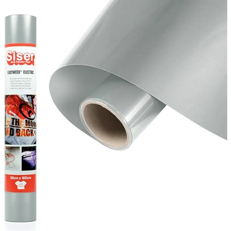 Siser Metal Flexfolie, 30 cm Schnittbreite, silberne Optik von gebürstetem Metall für Textilien – Bild 1