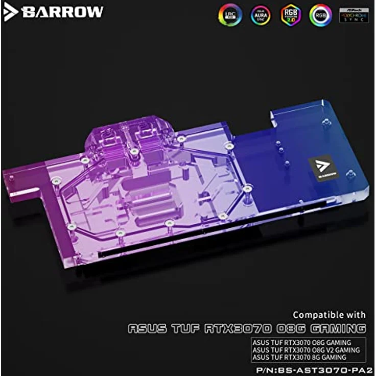 Barrow LRC2.0 Full Coverage GPU Water Block for ASUS TUF 3070 Aurora RGB - Acryl, Hochwertige Material, Langlebig, Robustheit – Bild 4