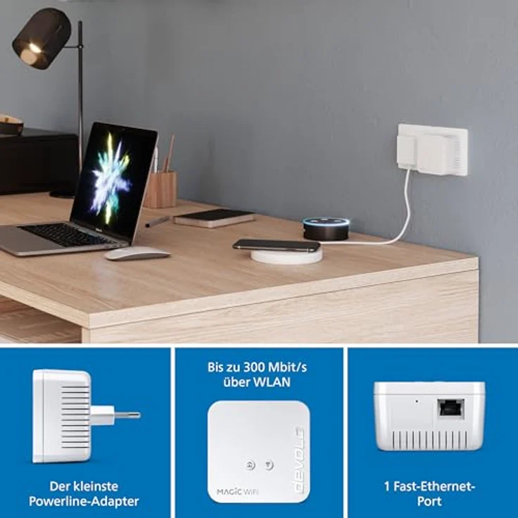 devolo Magic 1 - 1200 WiFi mini Starter Kit dLAN 2.0: Ideal für Home Office und Streaming, Kompaktes Starter Kit für zuverlässiges raumübergreifendes WLAN einfach via Stromleitung – Bild 2