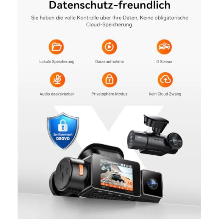 VANTRUE N2X Dual Dashcam, 2.7K + 1080P Auflösung, GPS, 5G WiFi, IR-Nachtsicht für Innen- und Außenüberwachung – Bild 7