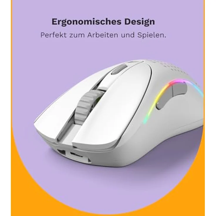Glorious Gaming Model D 2 Wireless Gaming Mouse - superleicht 66g, bis zu 210h Batterie, 26K Opt. Sensor, 6 program. Tasten, 80 Millionen Klicks, FPS, MMO, MOBA - Mattweiß – Bild 3