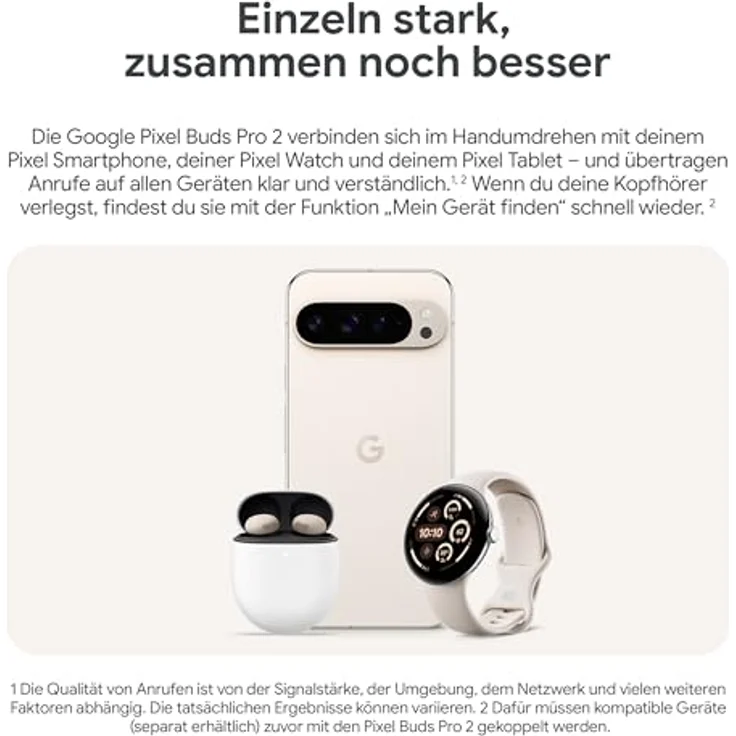 Google Pixel Buds Pro 2 – kabellose Kopfhörer mit aktiver Geräuschunterdrückung – Bluetooth-Kopfhörer – Porcelain – Bild 5