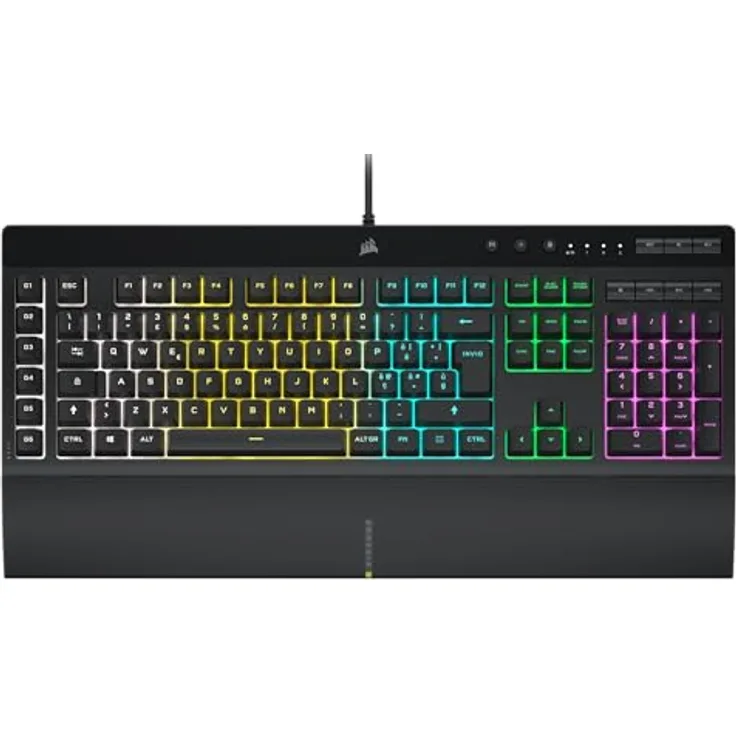 Corsair K55 RGB PRO, Gaming-Tastatur mit mechanischen Switches, RGB-Hintergrundbeleuchtung, integrierter Handgelenkauflage, USB QWERTY Italienisch, Schwarz