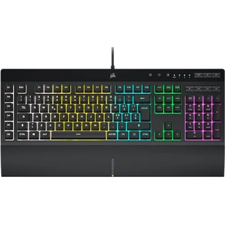 Corsair K55 RGB PRO, Gaming-Tastatur mit mechanischen Switches, RGB-Hintergrundbeleuchtung, integrierter Handgelenkauflage, USB QWERTY Italienisch, Schwarz – Bild 1