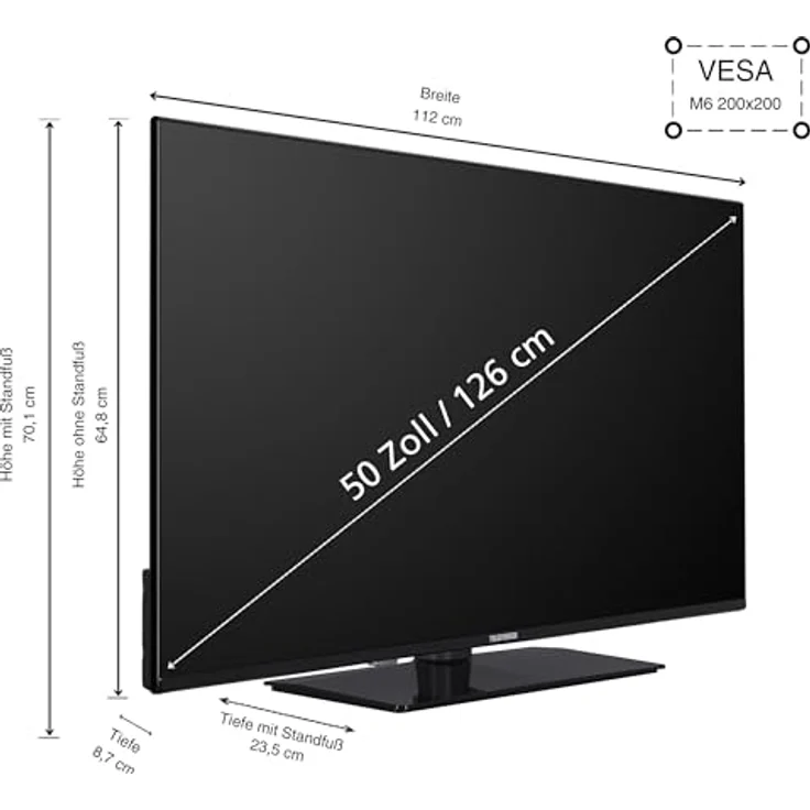 Telefunken Fernseher 50 Zoll Smart TV VIDAA XU50VP750M 4K UHD, HDR Dolby Vision, Triple-Tuner, 6 Monate HD+ inkl., LED TV schwarz – Bild 3