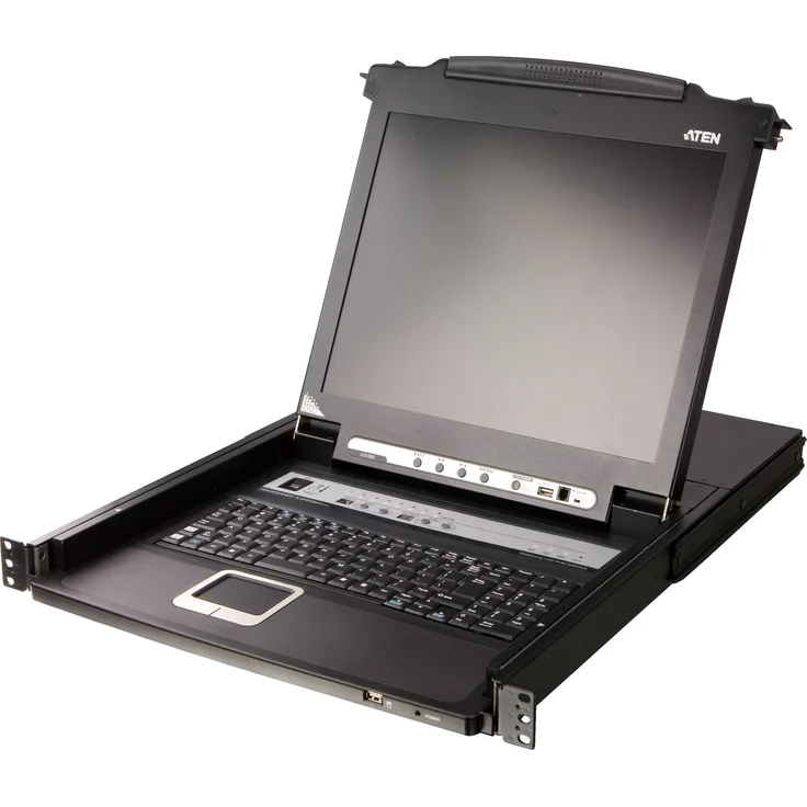 Aten CL5708N KVM Switch 8-fach mit 19"-LCD-Display, USB/PS2, Rackmontage, DE-Layout, Schwarz