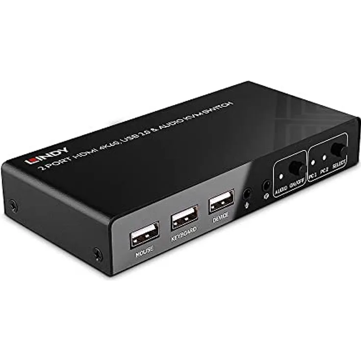 LINDY 32809 HDMI Switch und KVM 4K60, USB 2.0 und 2-Port Audio
