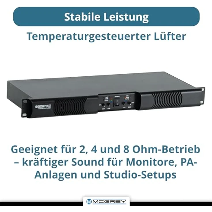 McGrey PA-4504 Endstufe 4-Kanal, 4 x 450 Watt Class D Verstärker mit XLR & Speakon Anschlüssen, rackfähig 1 HE – Bild 5