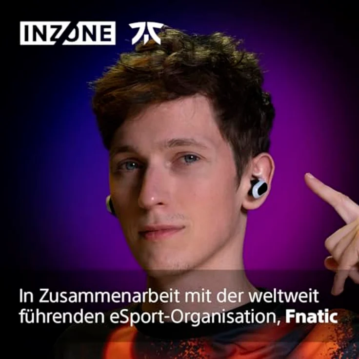 Sony INZONE Buds - True Wireless Gaming Kopfhörer, 360 Spatial Sound, leicht, Bequeme Passform, Active Noise Cancelling, AI-Mikrofon, 24-Stunden-Akku, Low Latency Dongle, PC & PS5-kompatibel - Weiß – Bild 2