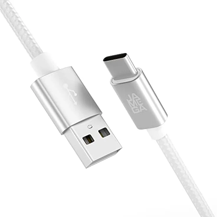 JAMEGA USB-C Kabel Nylon, Schnell Ladekabel 1m, Datenkabel für Samsung, Huawei, HTC und LG, 5 Gbps, Knickschutz, hohe Langlebigkeit – Bild 1