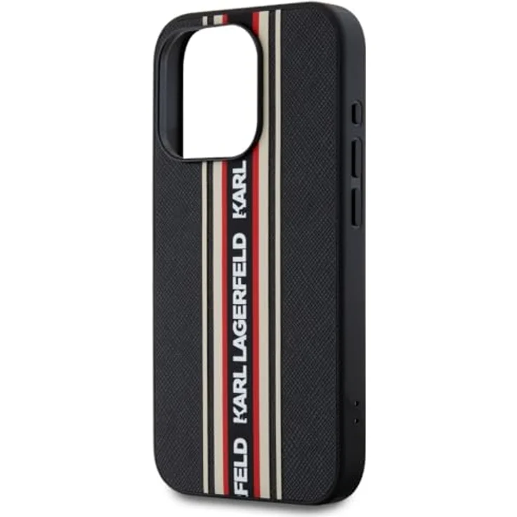 CG MOBILE Saffiano Athleisure Stripes Cord für iPhone 15 Pro Max, Hardcase aus TPU/PC/Öko-Leder, Schwarz – Bild 5