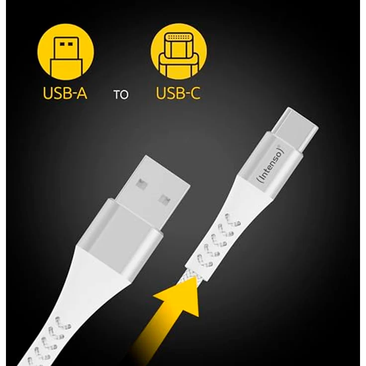 Intenso USB-Cable A315C, USB-A auf USB-C Daten- und Ladekabel, Quick Charge mit bis zu 60 Watt, Nylon, 1.5 Meter, weiß – Bild 3