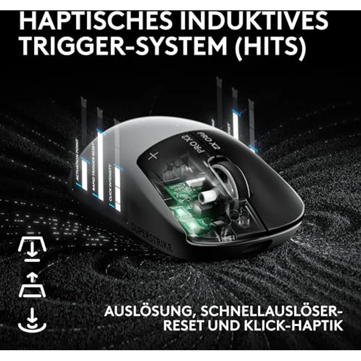 Logitech G PRO X2 SUPERSTRIKE, kabellose Gaming-Maus mit HERO 2-Sensor, 61 g schwer, anpassbare Klick-Haptik, USB-C-Aufladung, für PC/Mac/Laptop - Weiß – Bild 3