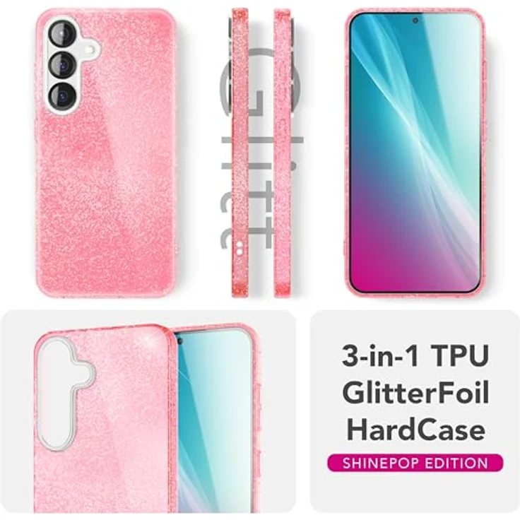 Nalia ShinePop Smartphone-Hülle für Samsung Galaxy S25, glänzende Glitzer Hülle mit 3-in-1-Schutz und Wireless Charging kompatibel – Bild 3