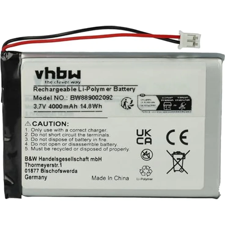vhbw Akku für Diverse Geräte (4000mAh, 3,7V, Li-Polymer) 1x Zellen, Leistungsfähiger Ersatzakku in hoher Qualität – Bild 1