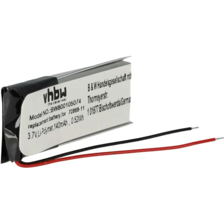 vhbw Akku Ersatz für Plantronics PA-PL002, 73366-01, 70868-01, 140 mAh, 3,7 V, Li-Polymer für Wireless Headset Kopfhörer – Bild 1