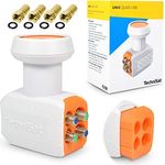 TechniSat Quad LNB für 4 Teilnehmer TV Receiver direkt Anschluss mit Wetterschutz Unix digital UHD 4K Ultra HD Full HDTV + 4 F-Stecker