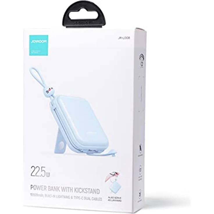 COFI 1453 Powerbank Cutie Series 10000mAh 22,5W (JR-L008) Blau mit USB-C- und iPhone Kabel und Ständer – Bild 5