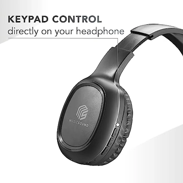 Cellularline Music & Sound Bluetooth Headphone BASIC wireless Kopfhörer (Bluetooth) - Ausziehbarer Bügel, LED-Anzeige, 8 Stunden Spielzeit, schwarz – Bild 4