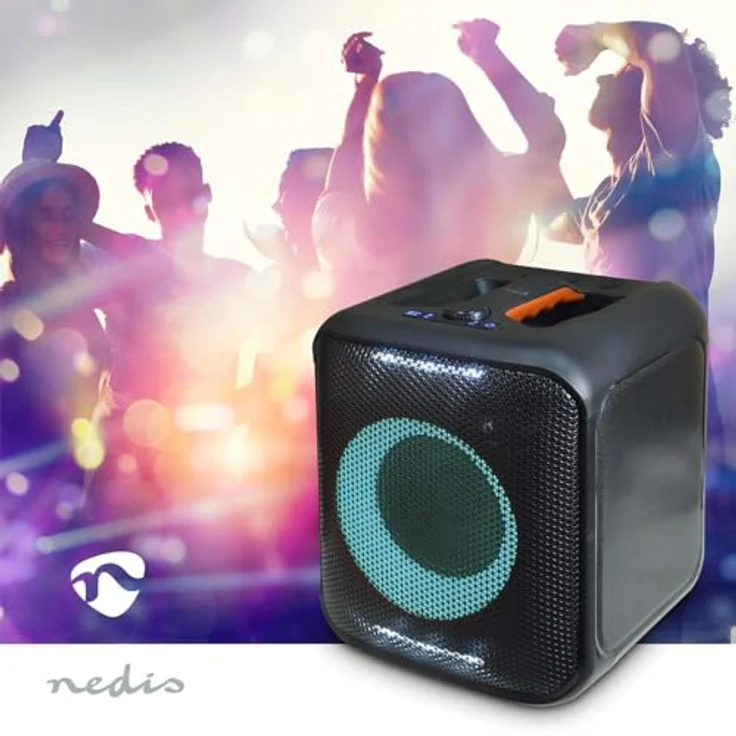 Nedis Bluetooth-Party-Lautsprecher - max. Batteriespielzeit: 5 Std - 150 W - Tragegriff - Partylicht - Verknüpfbar - Equalizer - Orange/Schwarz – Bild 2