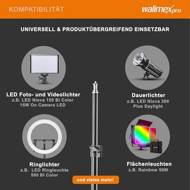 Walimex Lampenstativ, 40 cm (max. Belastbarkeit ca. 2,5 kg, Transportlänge 24 cm) – Bild 9