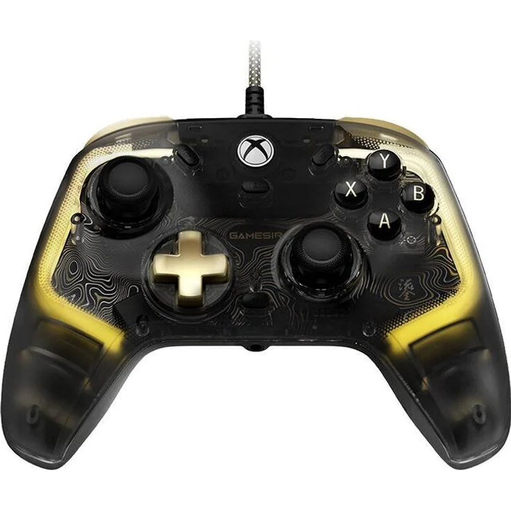 GameSir K1 Flux, Kabelgebundener Controller mit Hall-Effekt-Sensoren und anpassbaren LED-Lichtleisten, transparentes Gehäuse