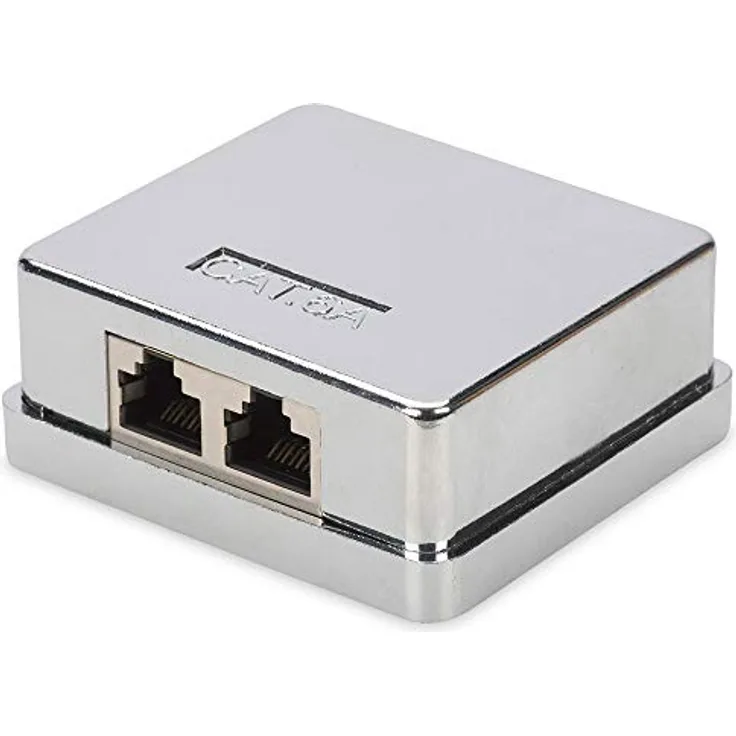 Digitus Netzwerkdose Aufputz CAT 6a 2 Port, Anschlussdose mit LSA-Schneidklemme und RJ45-Buchse