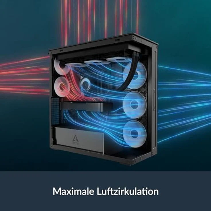 Arctic Cooling ACPCC00019A Black Mirror, ATX PC-Gehäuse mit Sichtfenster, Schwarz, inkl. vorinstalliertem Netzteil und Platz für bis zu 5 Lüfter – Bild 7