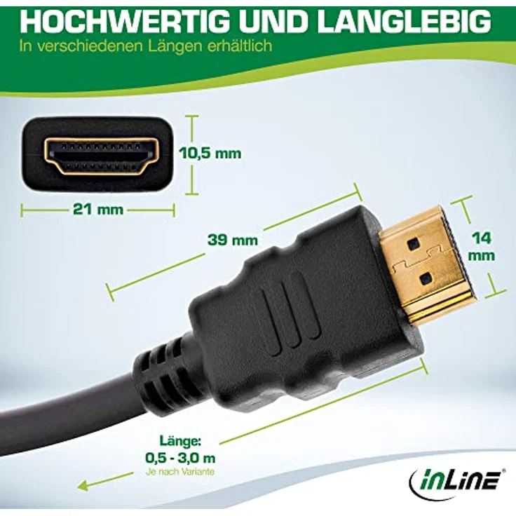 InLine® Zertifiziertes HDMI Kabel 1m schwarz/gold - Ultra High Speed HDMI 2.1 8K/4K Kabel mit Ethernet - 3-fache Schirmung & Vollkupferadern – Bild 4