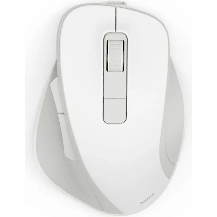 Hama WM-500 Funkmaus, ergonomisch, 1600 DPI, 6 Tasten, leise, Akku, Weiß – Bild 1