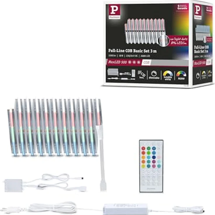 Paulmann 71198 MaxLED 500 LED Strip RGBW 3m 18W 530lm, 896 LEDs, 36VA, beeindruckende Beleuchtung, flexible Erweiterungsoptionen, Tunable-White Funktion – Bild 1