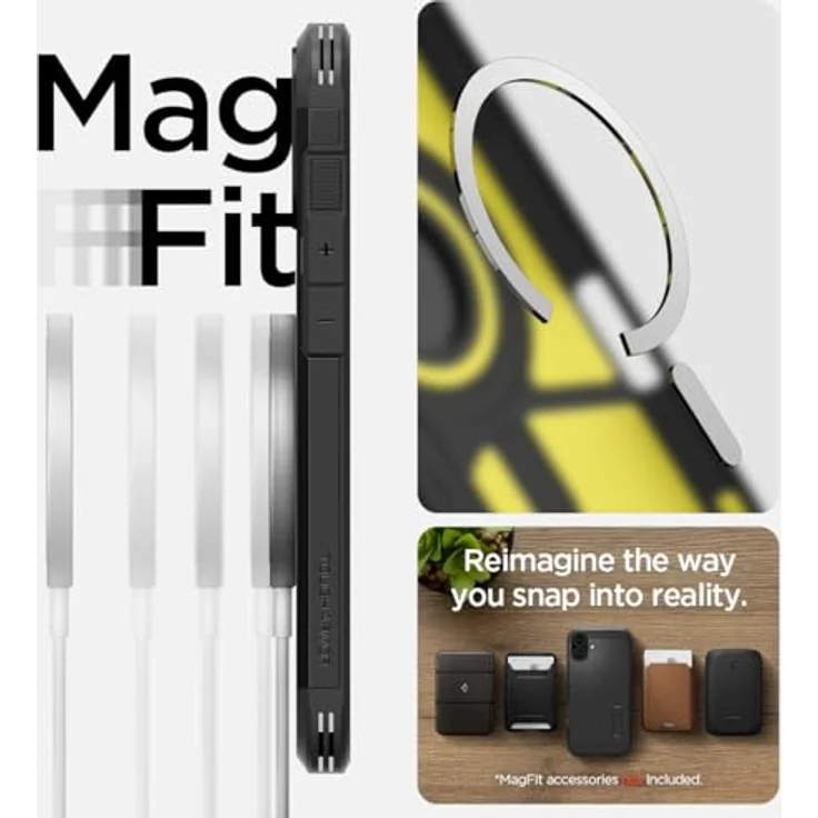 Spigen Tough Armor (AI) MagFit Hülle für iPhone 16 - Schwarz, Integrierter Kickstand und Magnet für MagSafe Zubehör – Bild 2