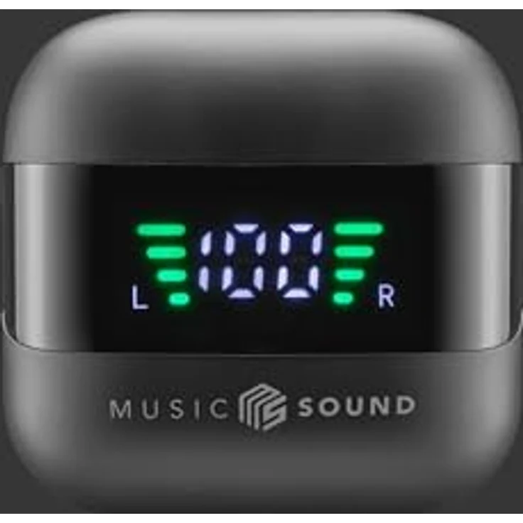 Music Sound Spark TWS Kopfhörer, Bluetooth, Wireless, LED-Display, 30 Stunden Wiedergabe, automatisches Pairing, Touch-Steuerung, Schwarz – Bild 4