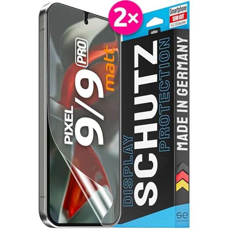 smart engineered 2X se® 3D SCHUTZFOLIE Entspiegelt für Google Pixel 9/9 Pro, Anti-Staub, 100% Fingerabdruck & FaceID kompatibel, blasenfreie Installation, Ultra-Klar, Stoß-Kratzfest, Made in Germany – Bild 1