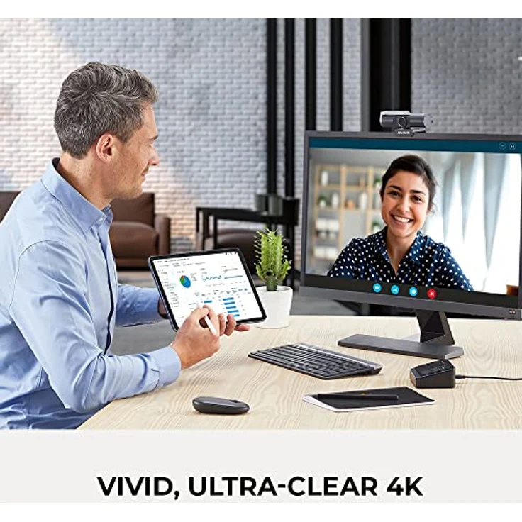 AverMedia PW515 4K Ultra HD Autofokus-Business-Webcam – KI-gesteuerte Lösung, Bild- und Beleuchtungsanpassung, 100° Wide FoV, für Videokonferenzen und virtuelle Meetings, Zoom, Teams, Skype, PC/Mac – Bild 4