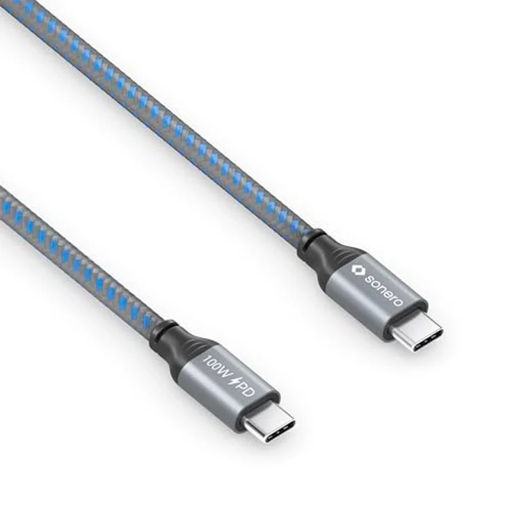Sonero USB-C Ladekabel, 100W PD, grau/blau, 0,50m – Bild 3