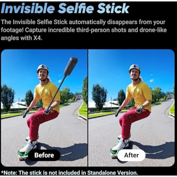 Insta360 X4 Adventure Bundle Action-Kamera, 360 Grad 8K, Weitwinkelvideo, 4K, abnehmbares Objektivschutz, 135 Min Akkulaufzeit, AI-Edition, Stabilisierung, blau – Bild 4