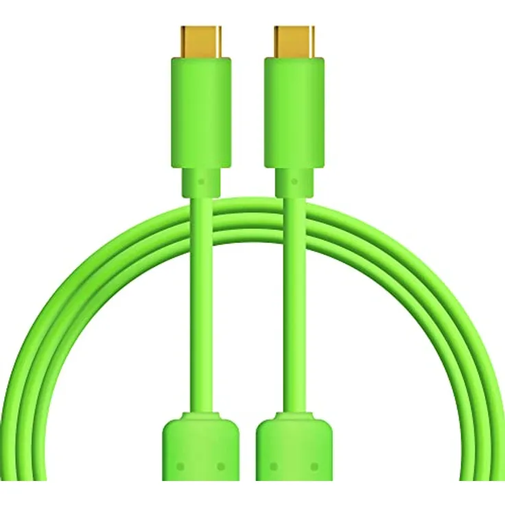 DJ TechTools Chroma Cable USB-C zu C green, hochwertiges USB 2.0 Kabel (vergoldete USB-Kontakte, Ferrit Kern, 1,0m lang, Adapterkabel, integrierter Klettkabelbinder), Grün
