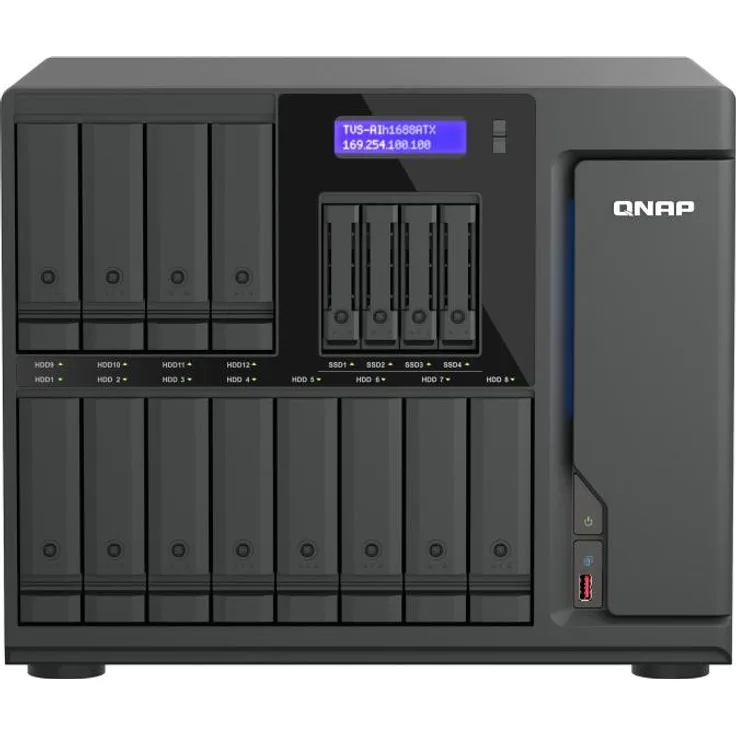QNAP TVS-AIH1688ATX-U7 NAS & Speicherserver Tower, 32 GB DDR5, QuTS hero, Schwarz, 16-Bay
