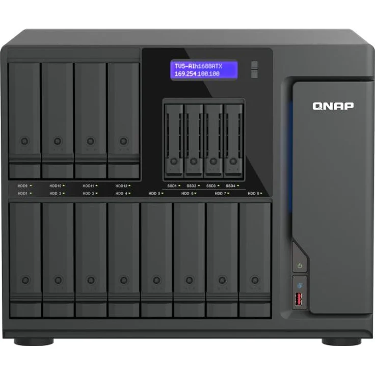 QNAP TVS-AIH1688ATX-U7 NAS & Speicherserver Tower, 32 GB DDR5, QuTS hero, Schwarz, 16-Bay