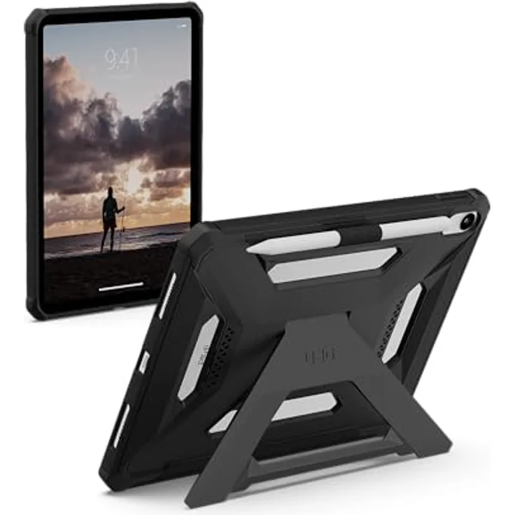 URBAN ARMOR GEAR Scout Plus Case für Apple iPad 10.9 / iPad 11 (10. Gen 2022 / A16-11. Gen 2025), schwarz, mit Apple Pencil Halterung und Standfunktion, militärischer Schutzstandard