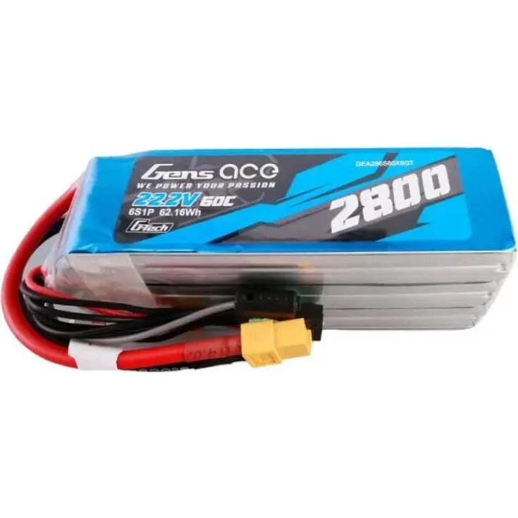 Gens ace G-Tech 2800 mAh 22,2 V 60C 6S1P Lipo-Akkupack mit XT60-Stecker, ideal für RC-Modelle wie Goblin RAW420