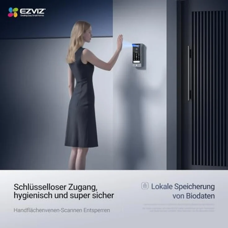 EZVIZ HP7 Pro 4K Türsprechanlage mit 8" Touchscreen, Türöffner, Handflächen-/Gesichtserkennung, APP/Card/Passwort Unlock, Farbnachtsicht, wasserdicht – Bild 5